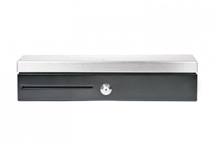 Денежный ящик АТОЛ FlipTop-MB черный, 460*170*100, 24V, верхняя крышка из нержавеющей стали + крышка для инкассации артикул 38723             верхняя крышка из нержавеющей стали +  крышка для инкассации     